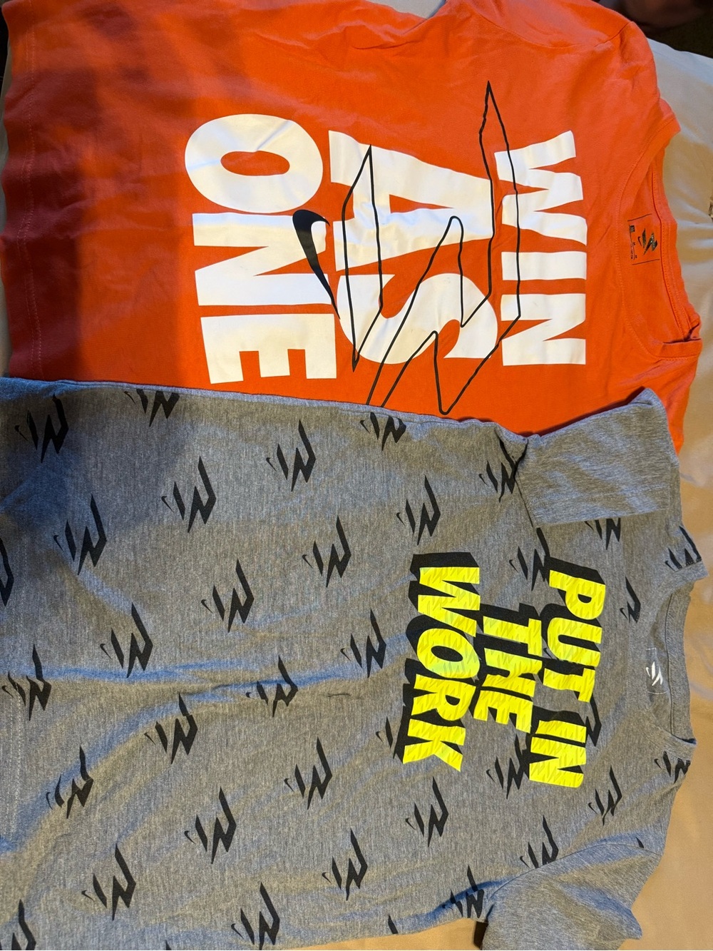 Nike Orange 'Win One' Graphic Tee and Gray 'Put In The Work' Tee Set